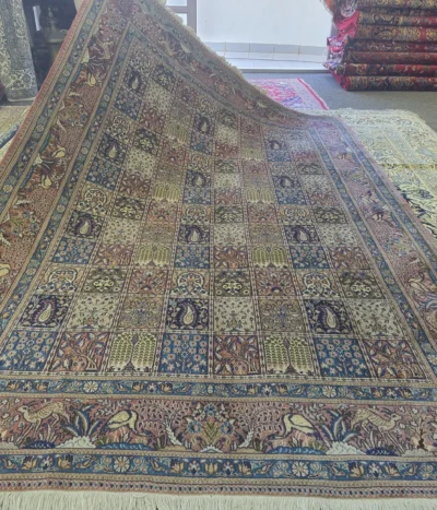 Persian Pictorial "Kheshti" rug, Size: 290 x 197 cm, Each block tells a story of ancient Persia, vey fine hand knotted silk on wool with cotton foundation.