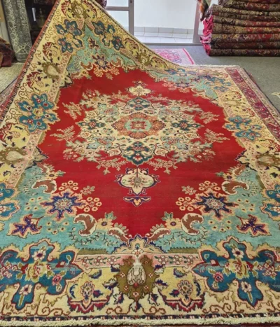 Hand-Knotted Antique Kerman rug, Size: 350 x 235 cm, wool on cotton foundation. around 60 years old, small patch on top right corner.