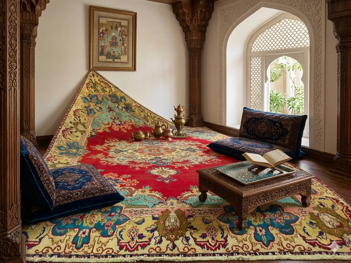 Hand-Knotted Antique Kerman rug, Size: 350 x 235 cm, wool on cotton foundation. around 60 years old, small patch on top right corner.