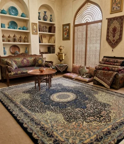 Fine floral Qum rug, Size: 200 x 100 cm, 1500 knots silk thread quality.